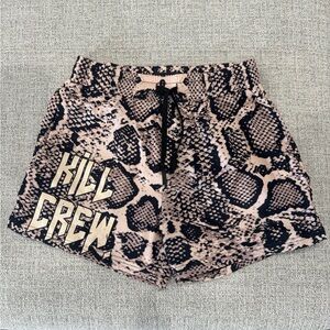 Kill Crew Snake Print Cream Unisex Muay Thai Shorts, Sz Medium